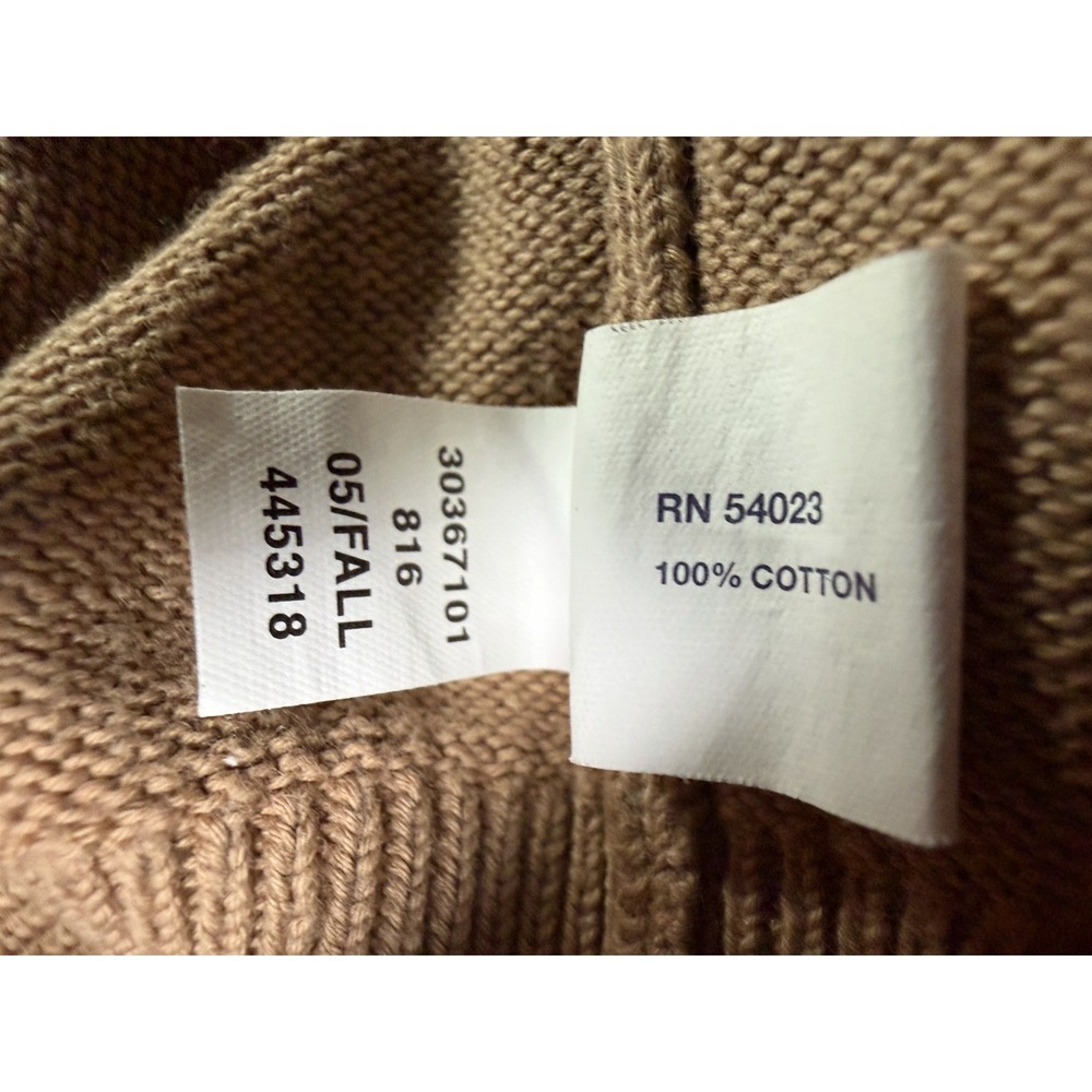 Vintage Gap Sweater Mens Medium Tan Quarter Zip Elbow Patches Cotton Preppy - Picture 4 of 6
